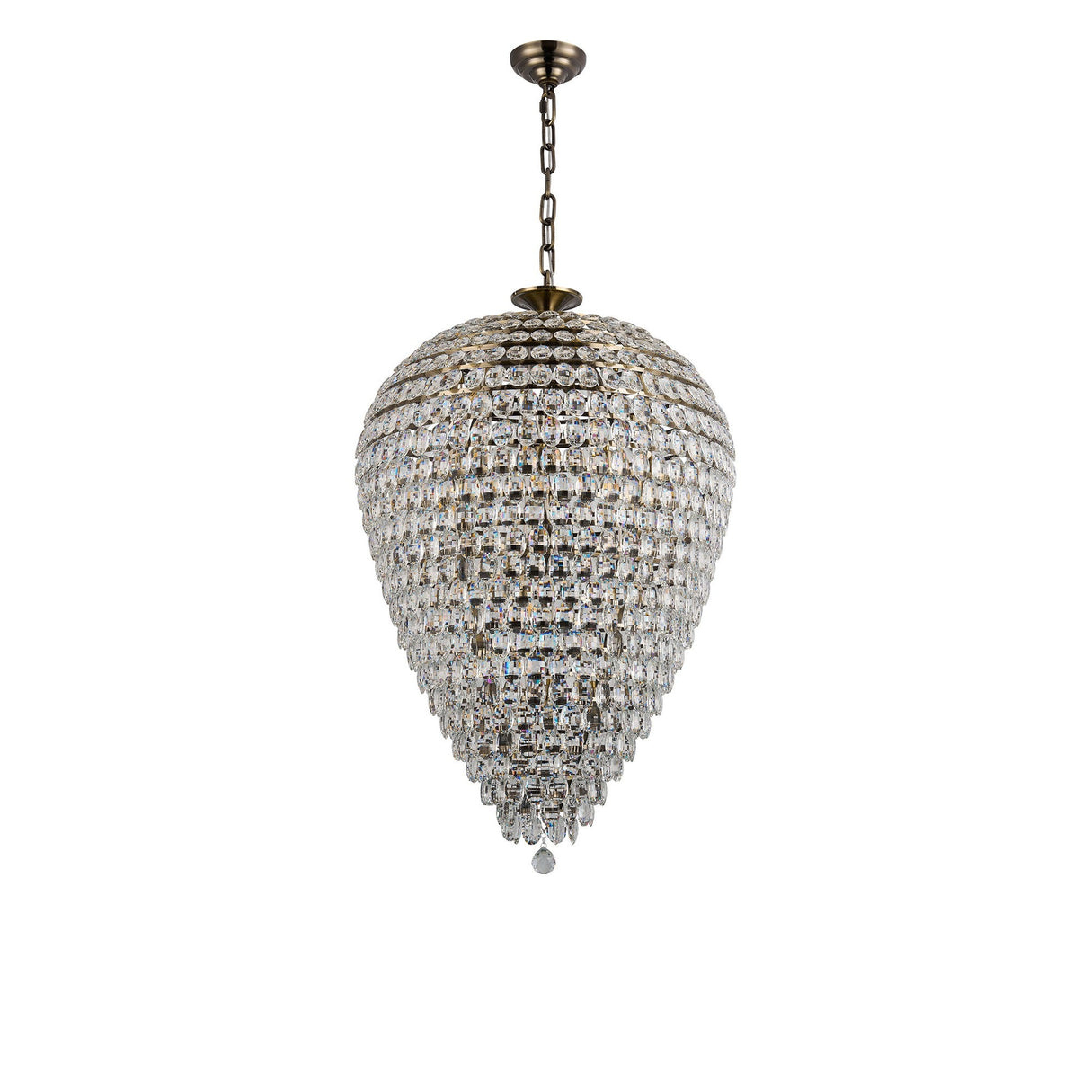 Coniston 80cm Acorn 25 Light Crystal Chandelier - Antique Brass