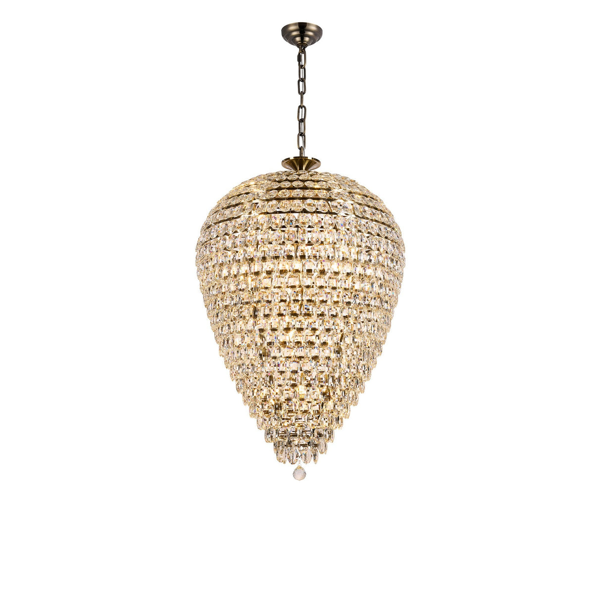 Coniston 80cm Acorn 25 Light Crystal Chandelier - Antique Brass
