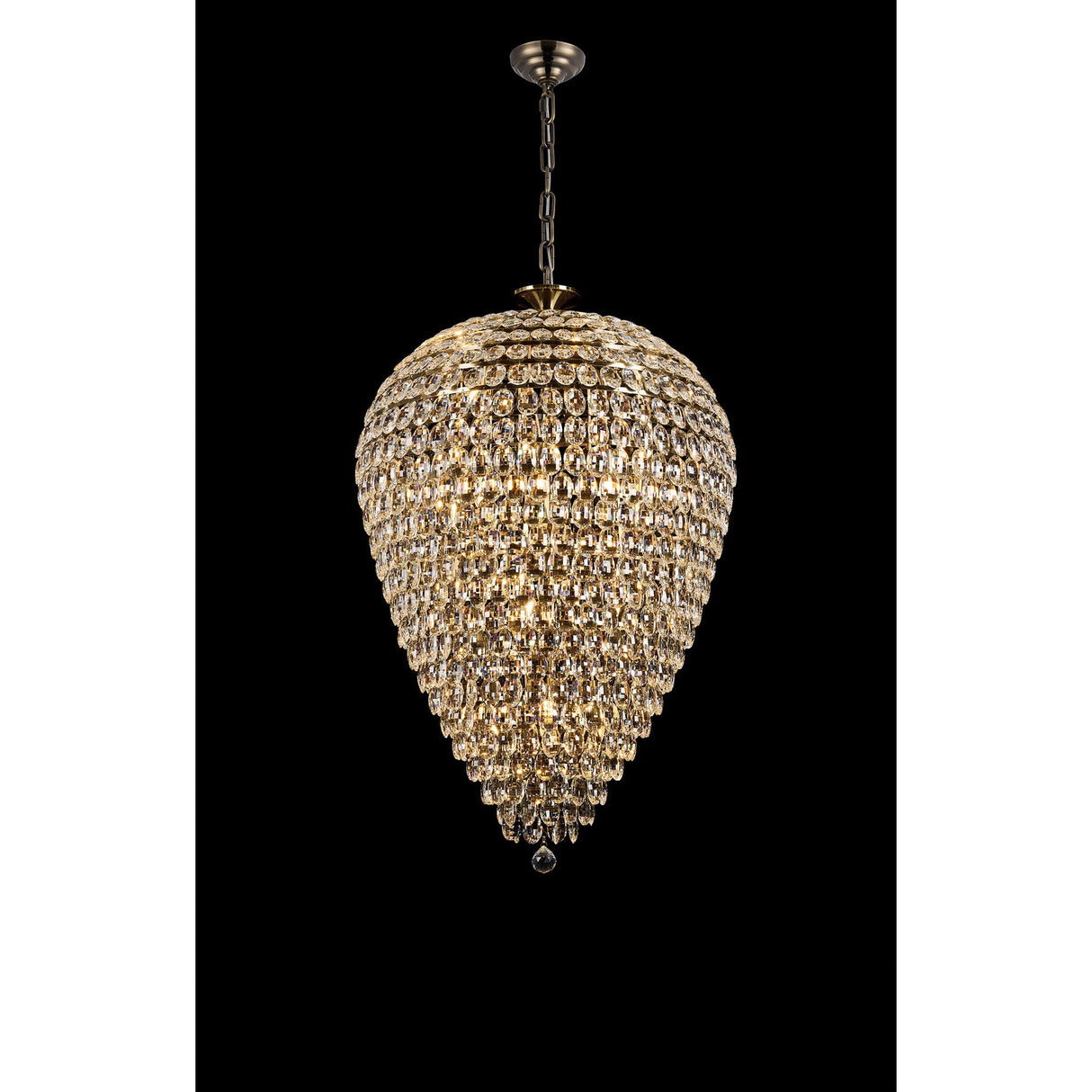 Coniston 80cm Acorn 25 Light Crystal Chandelier - Antique Brass