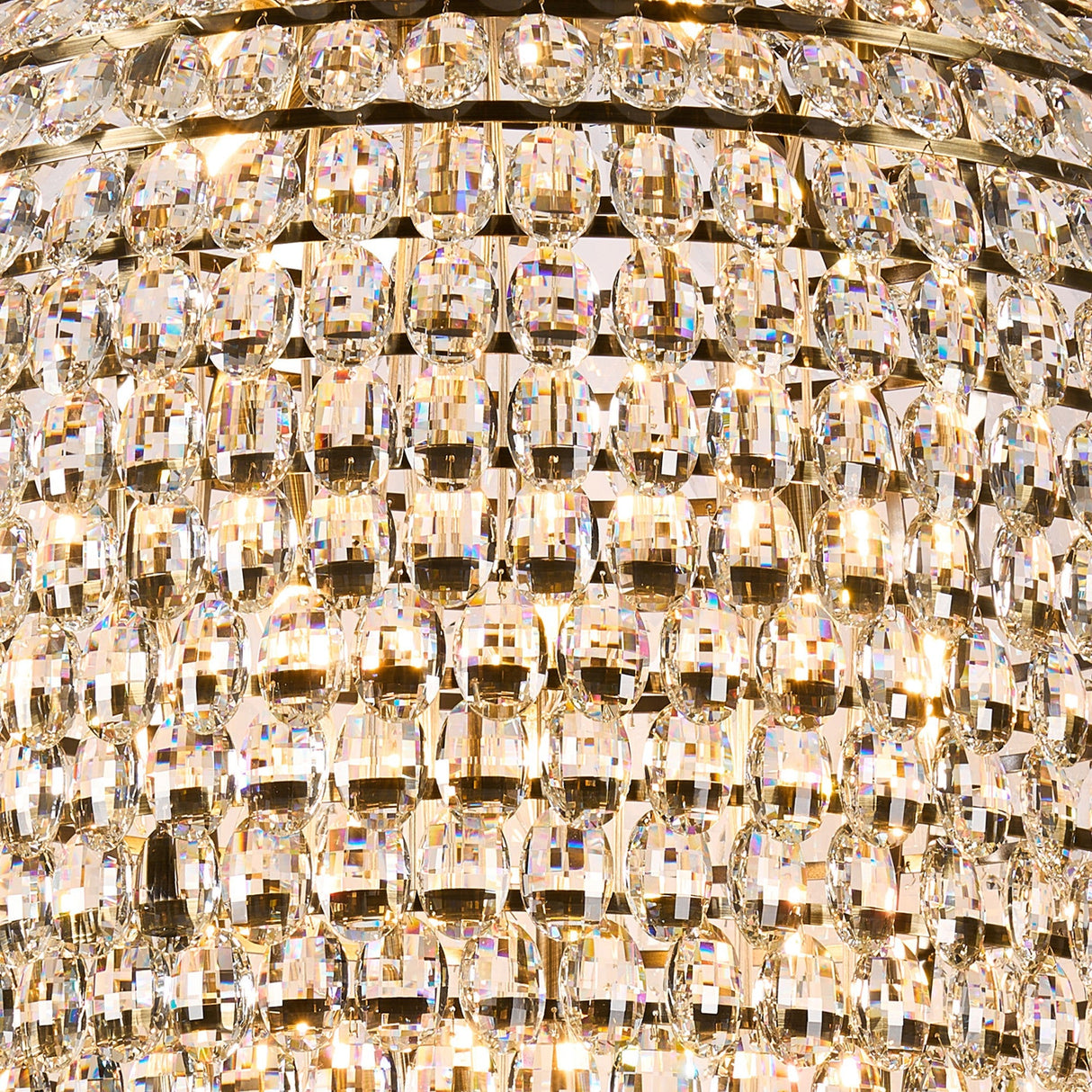 Coniston 80cm Tall Acorn 30 Light Crystal Chandelier - Antique Brass