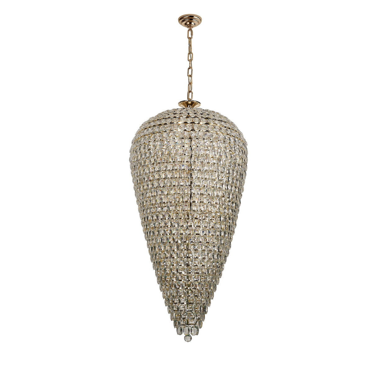 Coniston 80cm Tall Acorn 30 Light Crystal Chandelier - French Gold