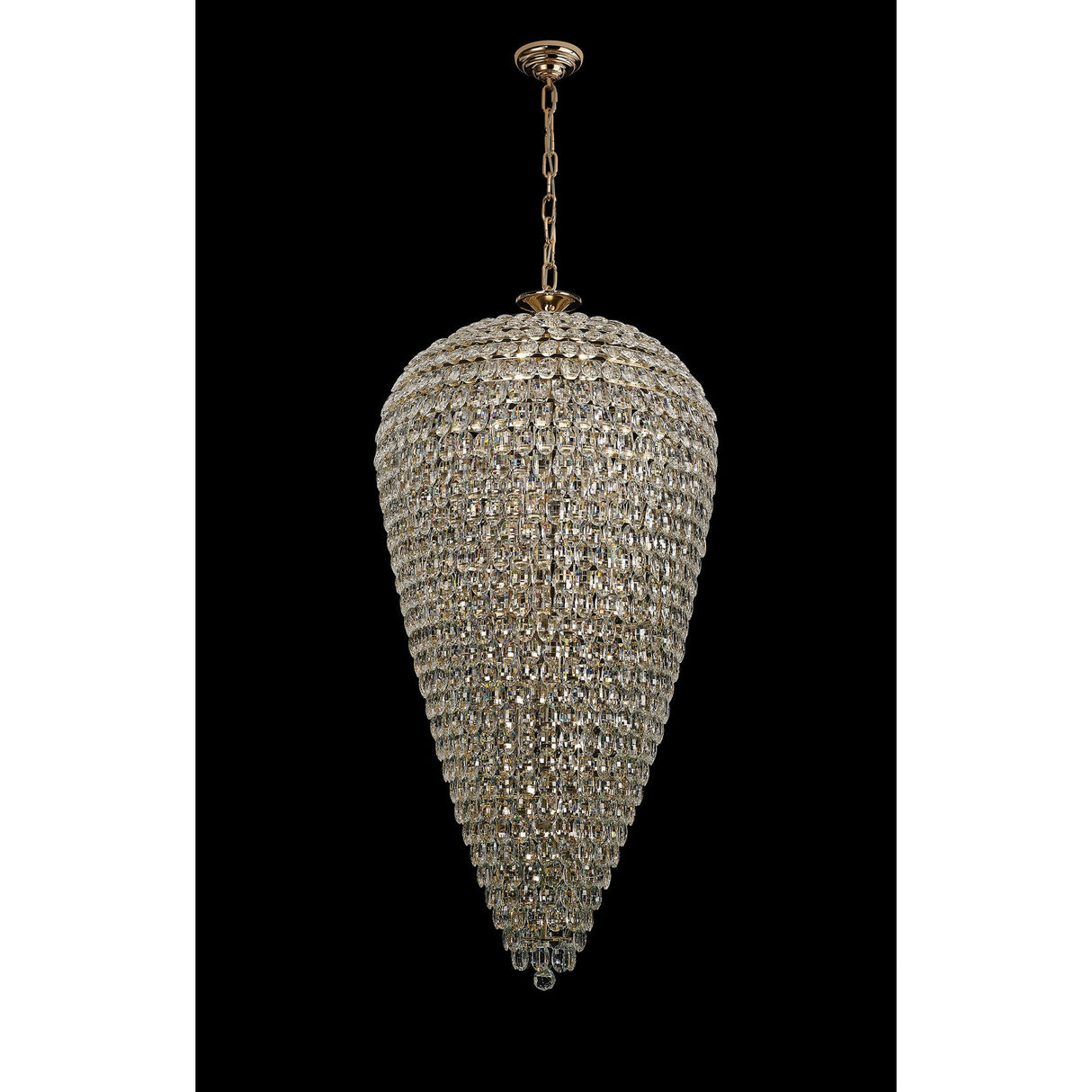 Coniston 80cm Tall Acorn 30 Light Crystal Chandelier - French Gold