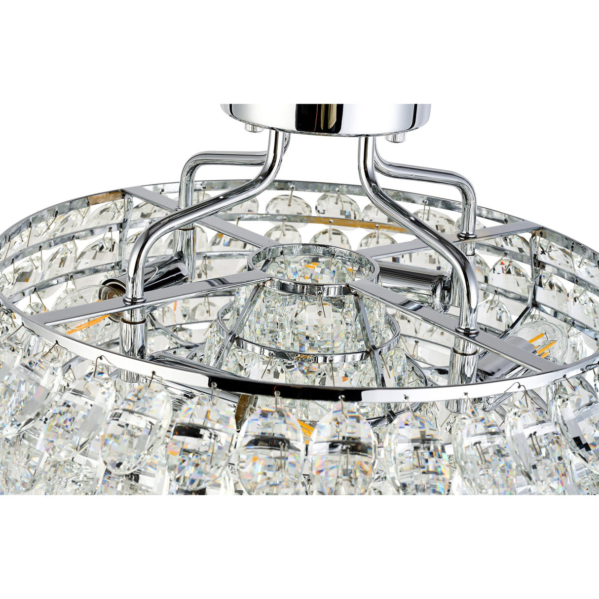 Coniston 8 Light Ring Crystal Semi-Flush Ceiling Light - Polished Chrome