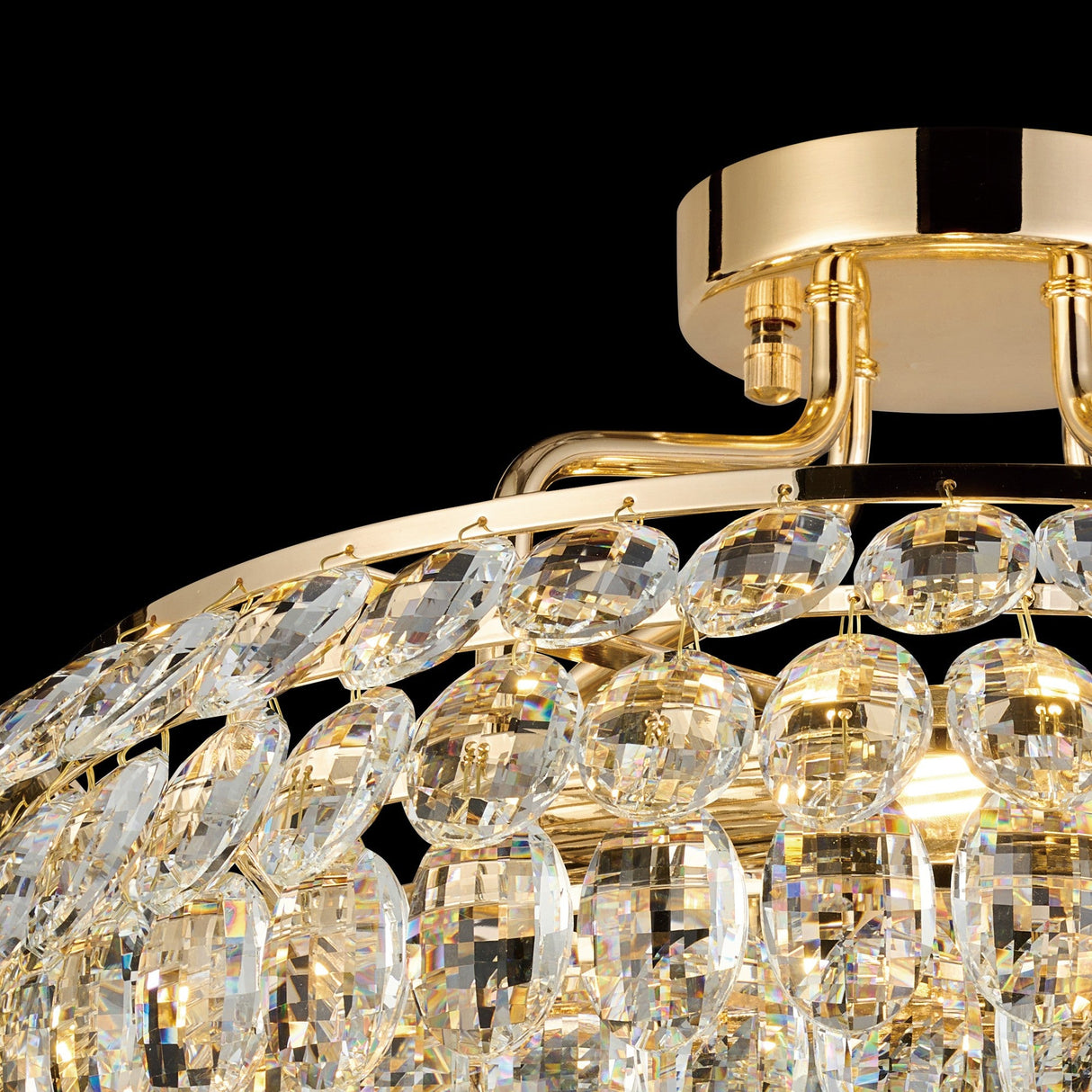 Coniston 8 Light Ring Crystal Semi-Flush Ceiling Light - French Gold