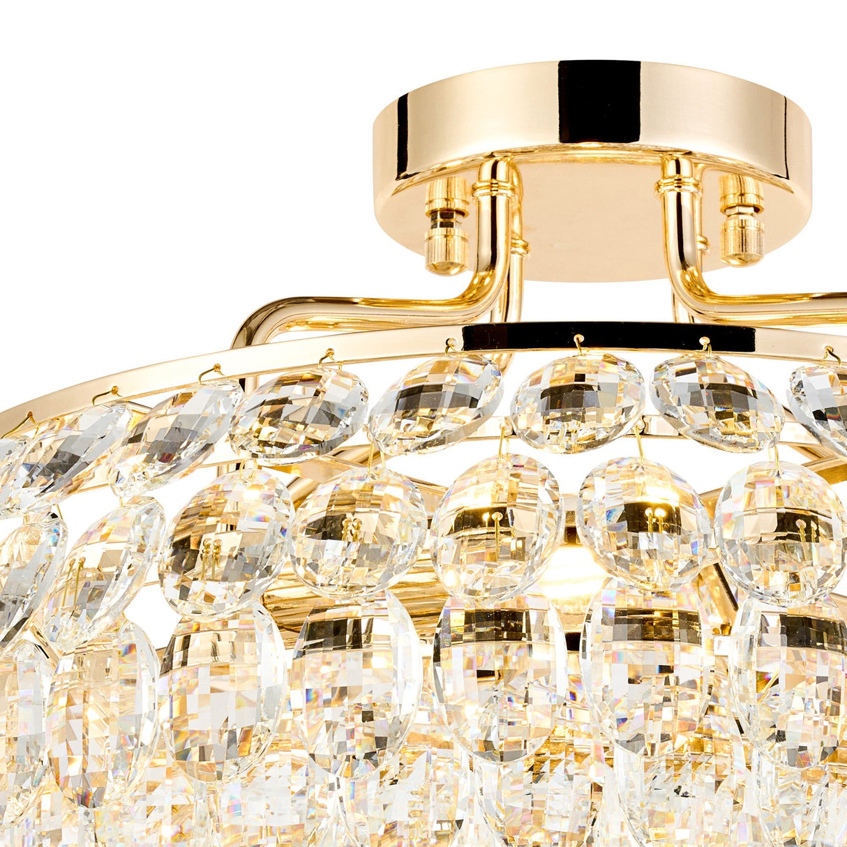Coniston 8 Light Ring Crystal Semi-Flush Ceiling Light - French Gold