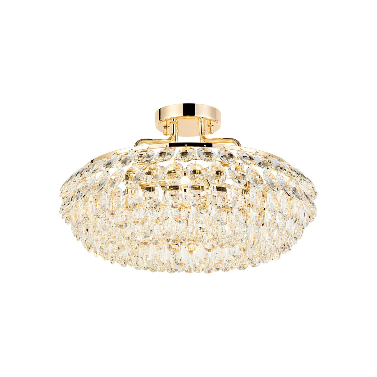 Coniston 8 Light Ring Crystal Semi-Flush Ceiling Light - French Gold