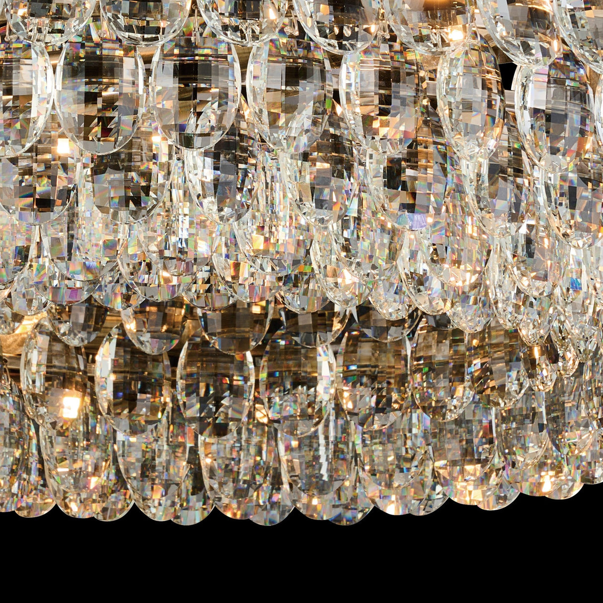 Coniston 15 Light Ring Crystal Semi-Flush Ceiling Light - Antique Brass