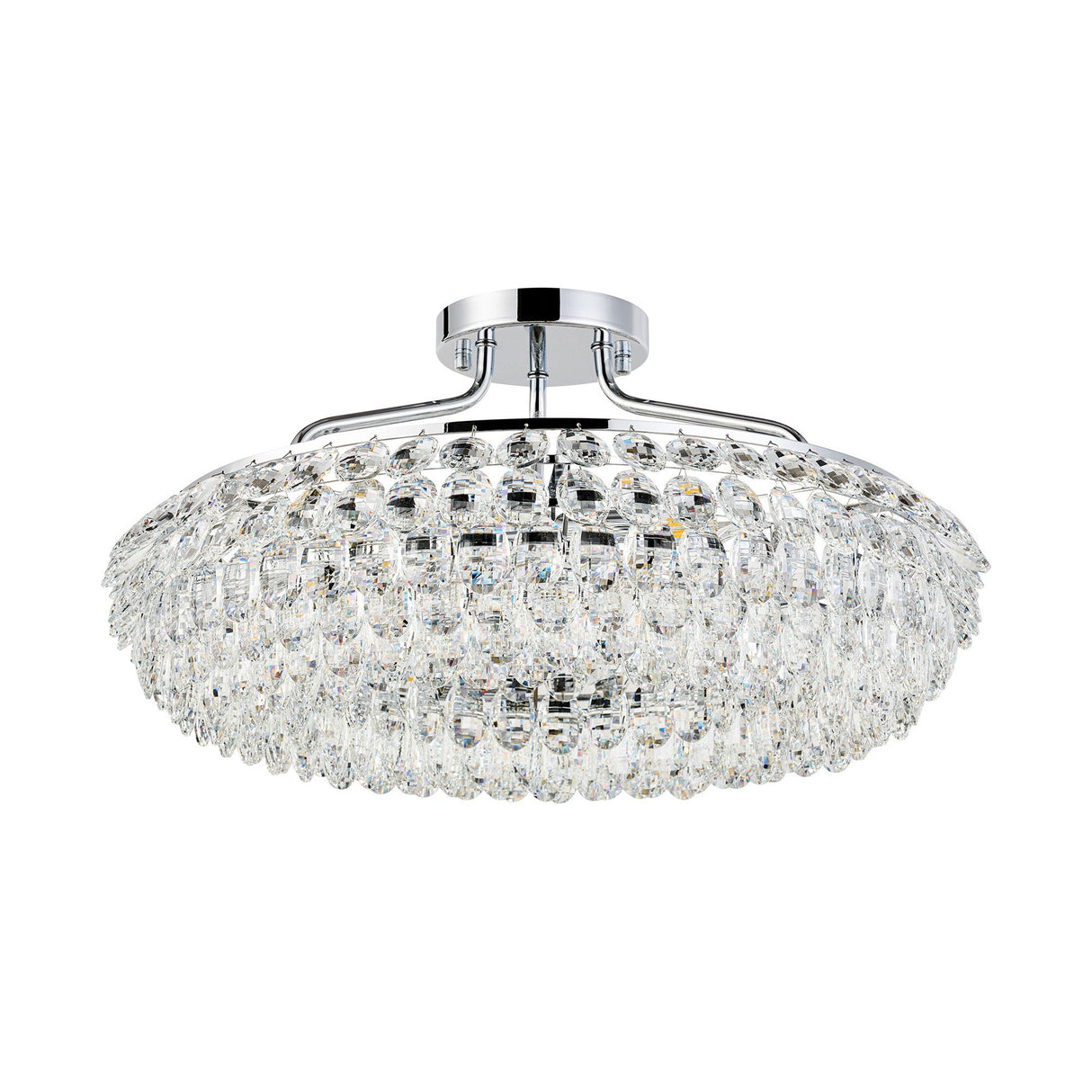 Coniston 15 Light Ring Crystal Semi-Flush Ceiling Light - Polished Chrome