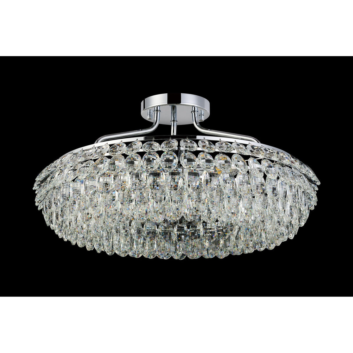 Coniston 15 Light Ring Crystal Semi-Flush Ceiling Light - Polished Chrome