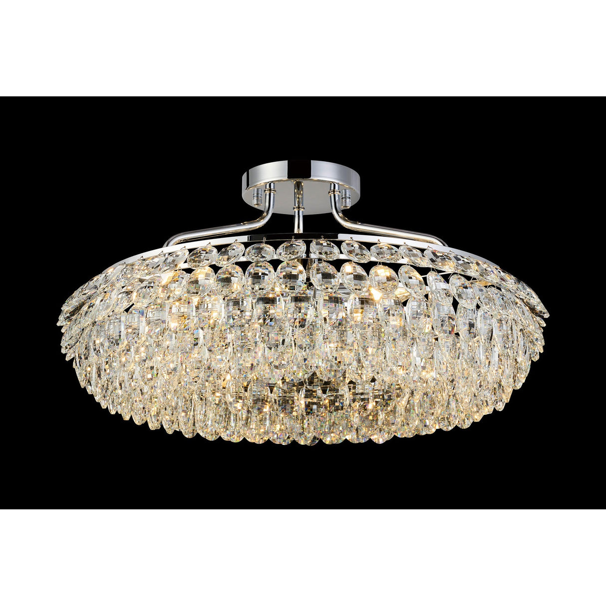 Coniston 15 Light Ring Crystal Semi-Flush Ceiling Light - Polished Chrome