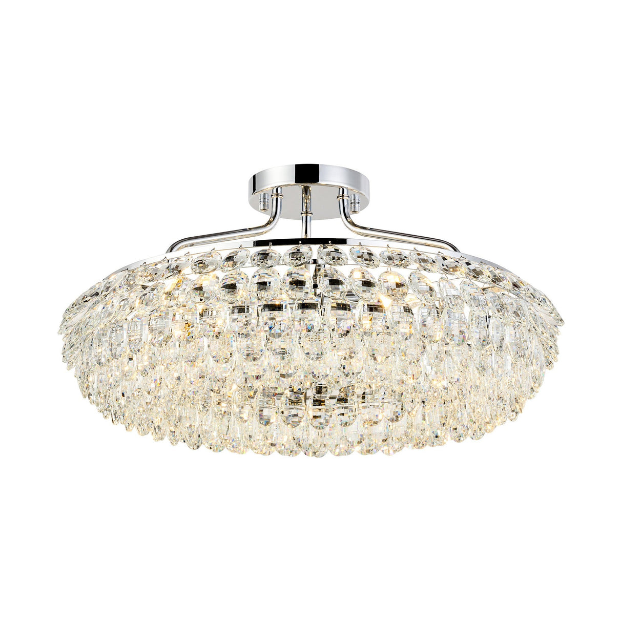 Coniston 15 Light Ring Crystal Semi-Flush Ceiling Light - Polished Chrome