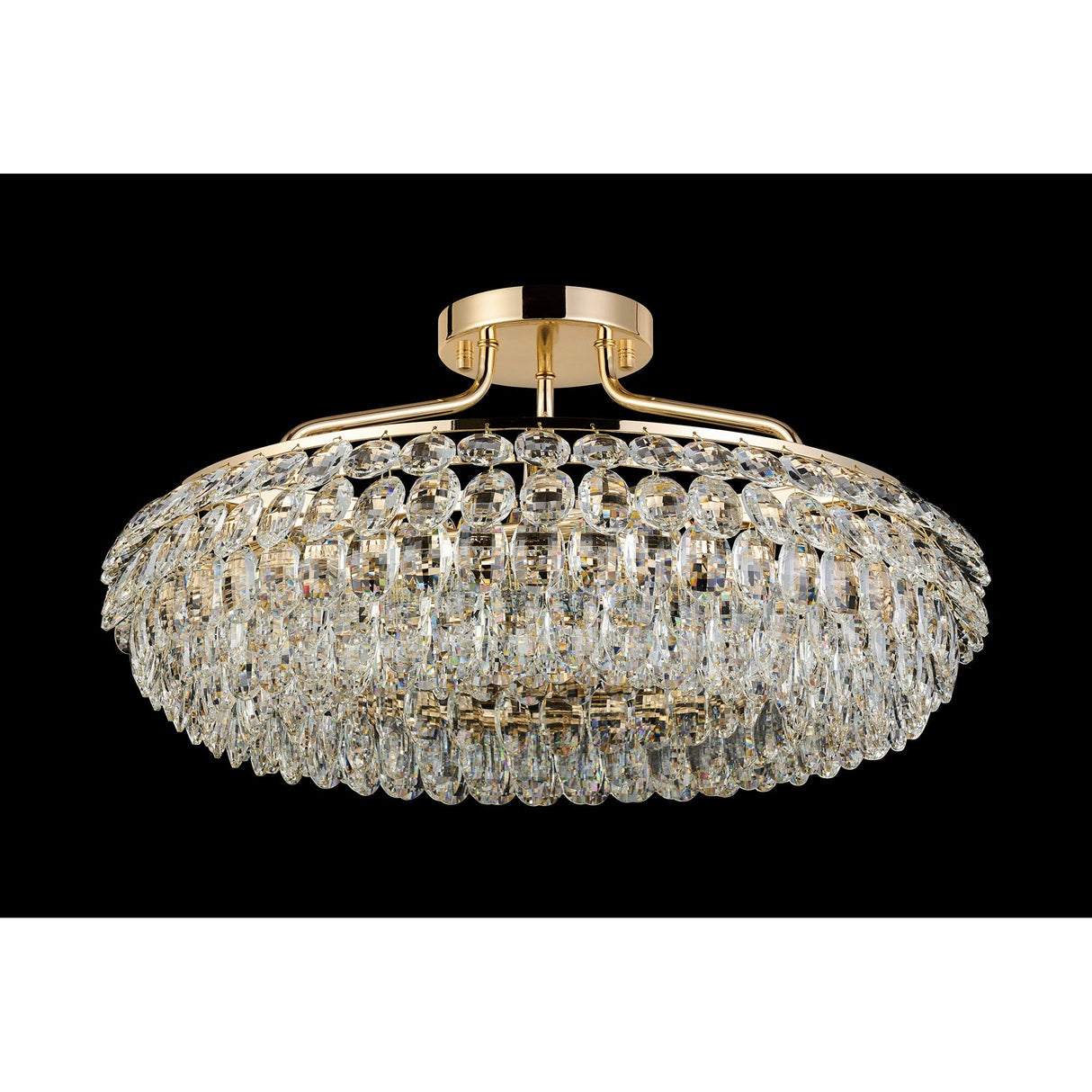 Coniston 15 Light Ring Crystal Semi-Flush Ceiling Light - French Gold