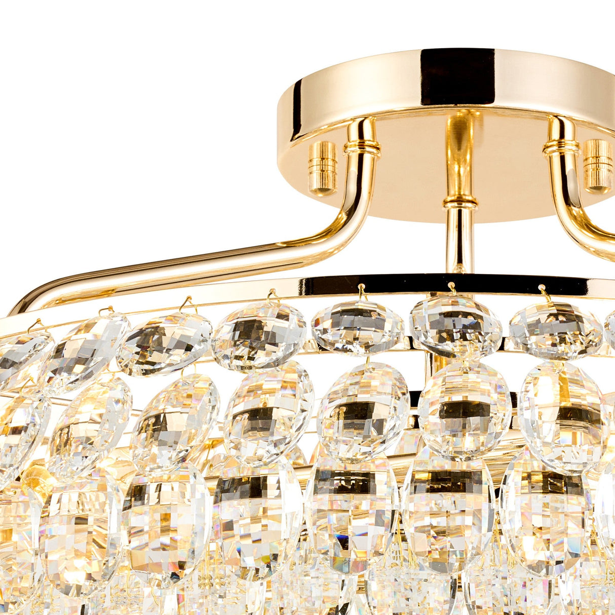 Coniston 15 Light Ring Crystal Semi-Flush Ceiling Light - French Gold