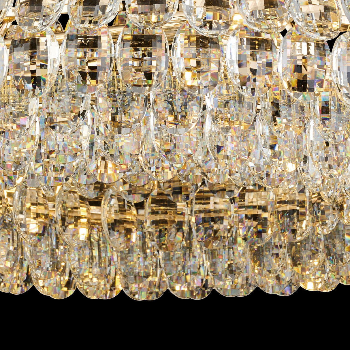 Coniston 15 Light Ring Crystal Semi-Flush Ceiling Light - French Gold