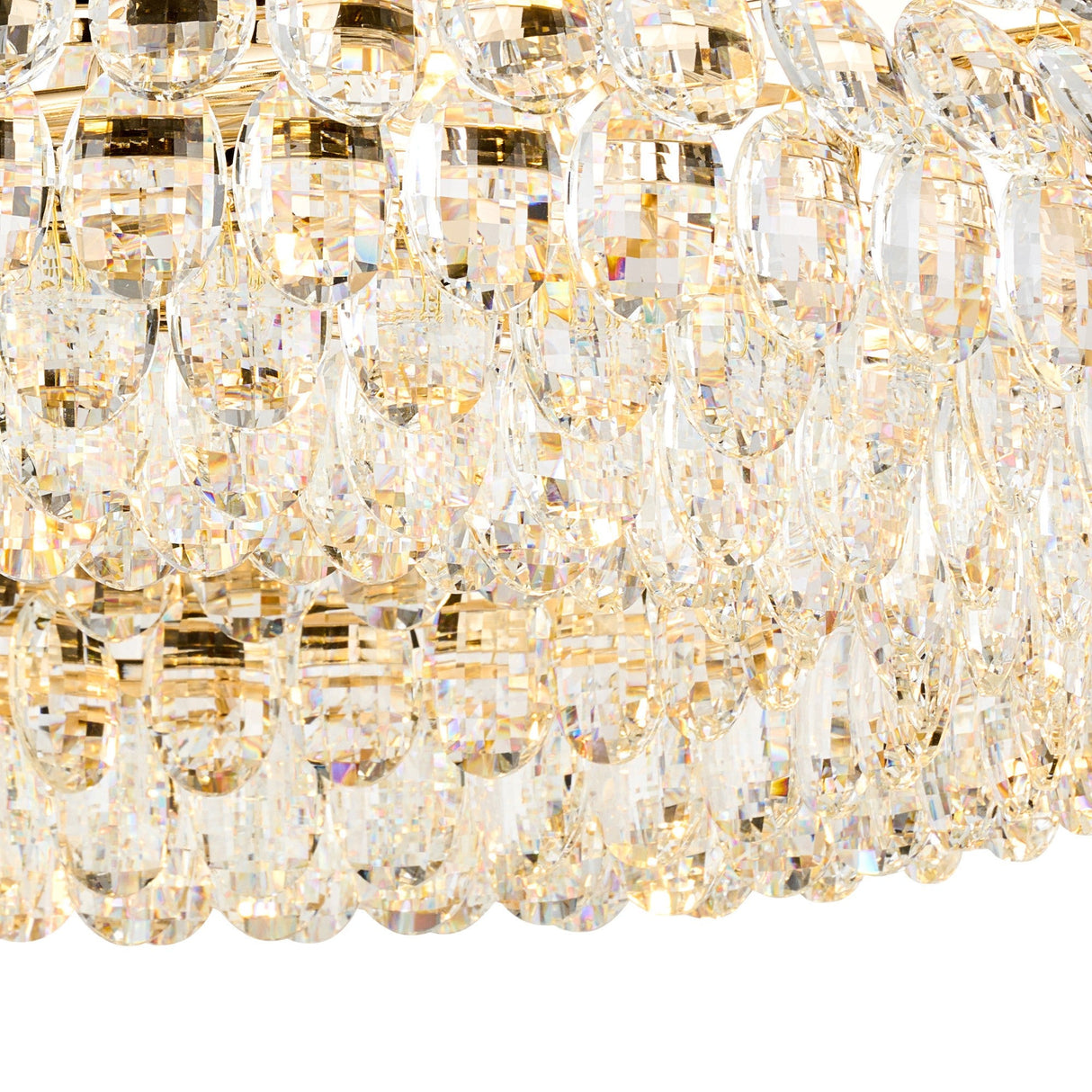 Coniston 15 Light Ring Crystal Semi-Flush Ceiling Light - French Gold