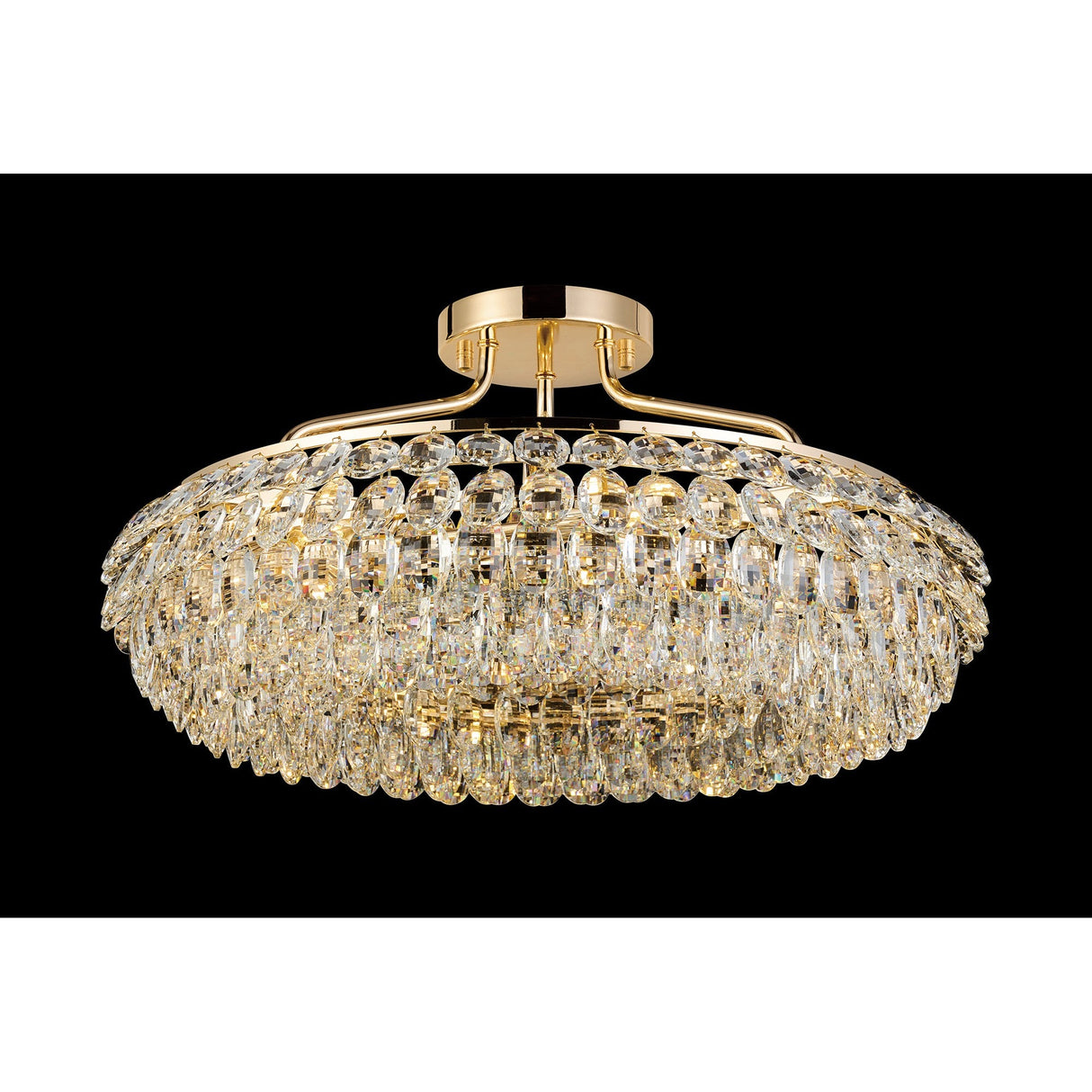 Coniston 15 Light Ring Crystal Semi-Flush Ceiling Light - French Gold