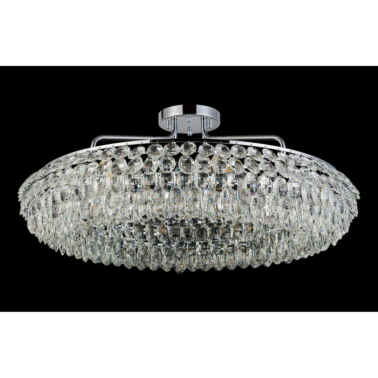 Coniston 18 Light Ring Crystal Semi-Flush Ceiling Light - Polished Chrome