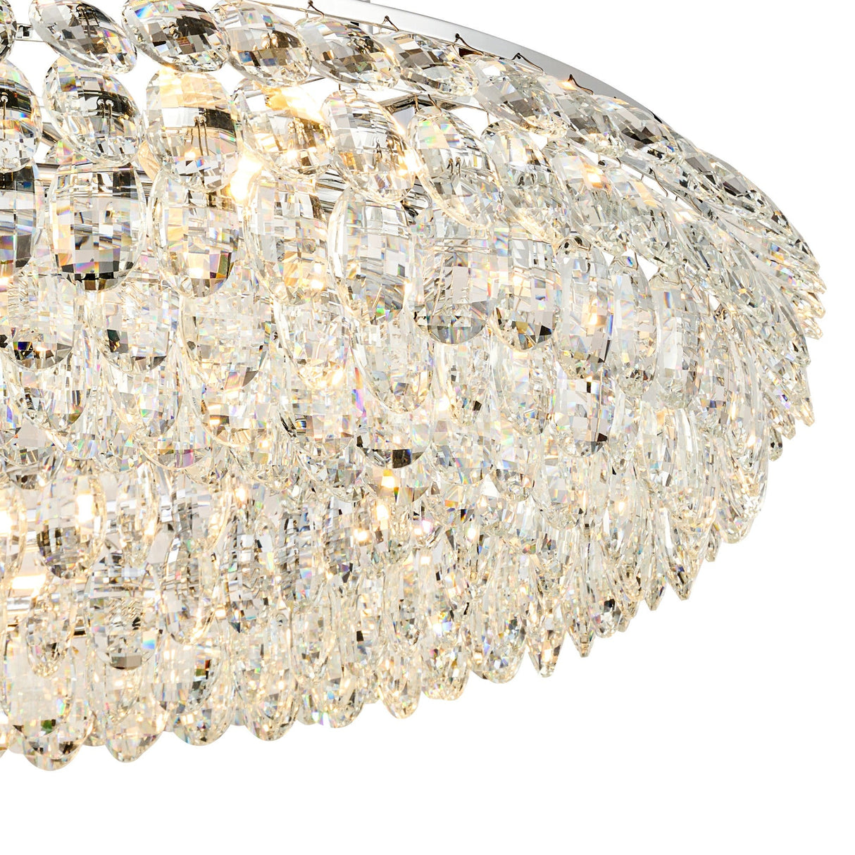 Coniston 18 Light Ring Crystal Semi-Flush Ceiling Light - Polished Chrome