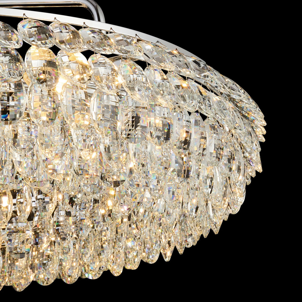 Coniston 18 Light Ring Crystal Semi-Flush Ceiling Light - Polished Chrome