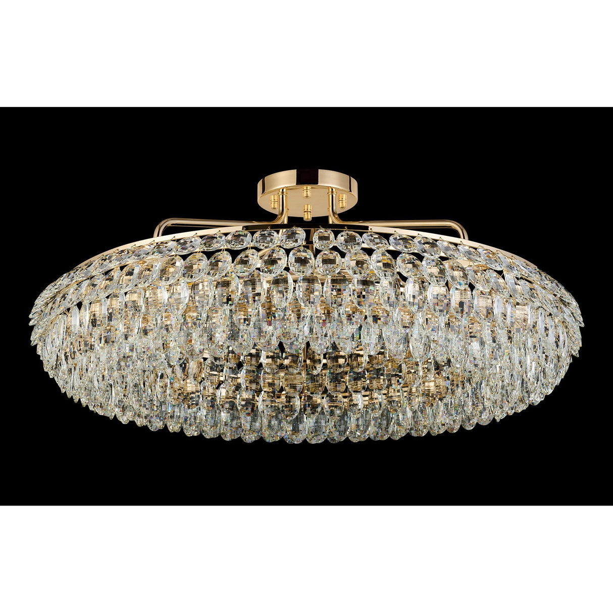 Coniston 18 Light Ring Crystal Semi-Flush Ceiling Light - French Gold