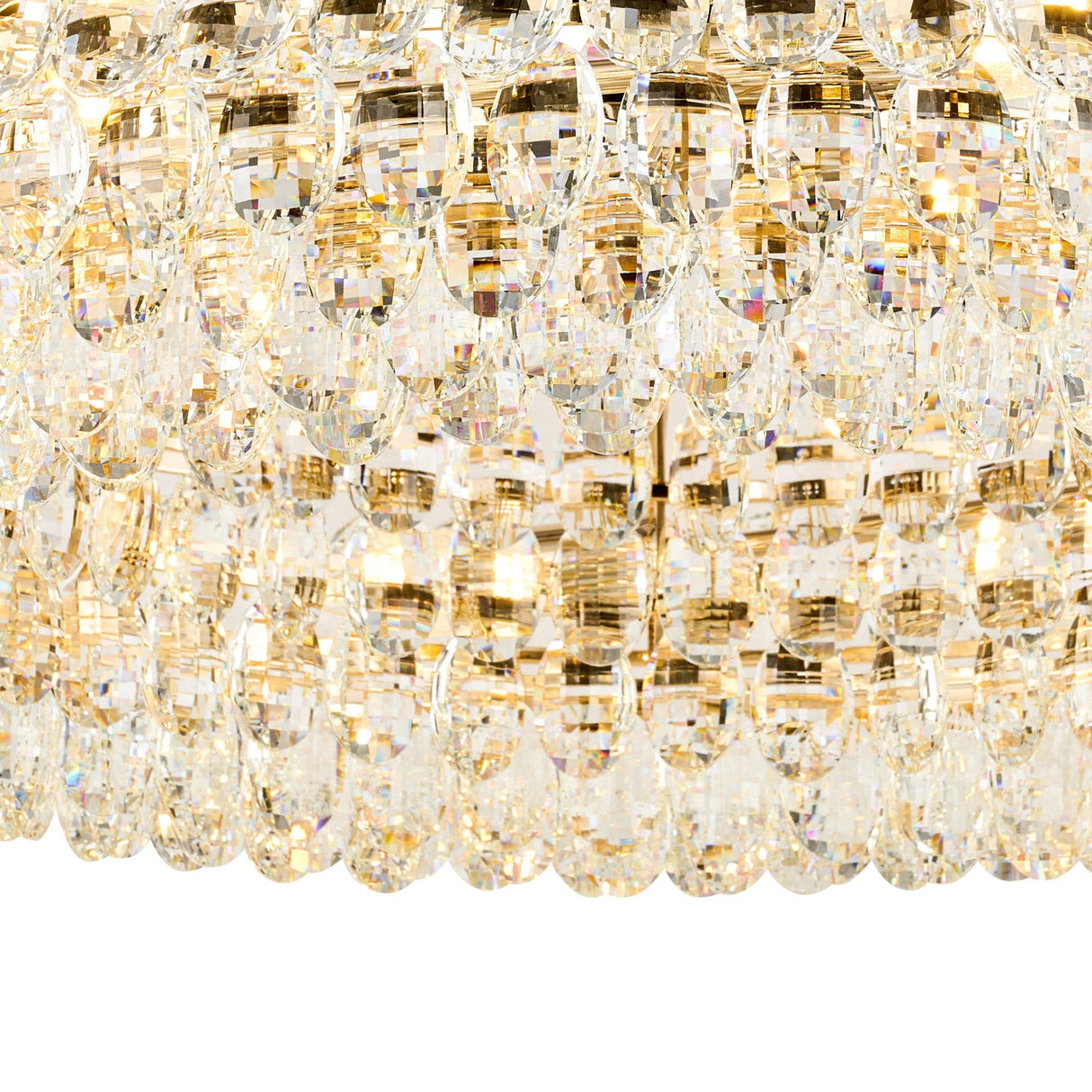 Coniston 18 Light Ring Crystal Semi-Flush Ceiling Light - French Gold