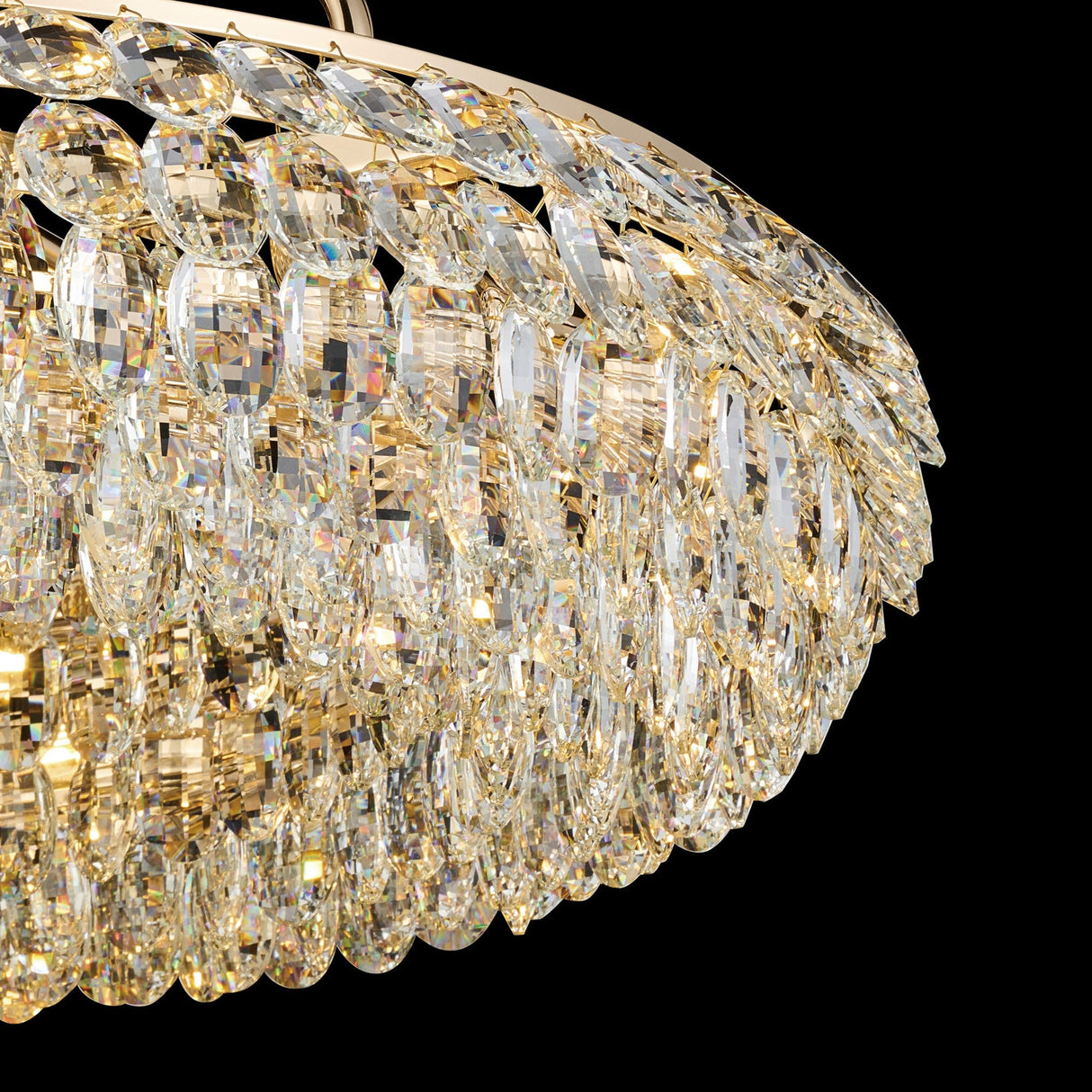Coniston 18 Light Ring Crystal Semi-Flush Ceiling Light - French Gold