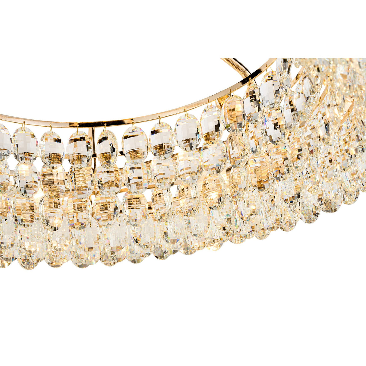 Coniston 18 Light Ring Crystal Semi-Flush Ceiling Light - French Gold