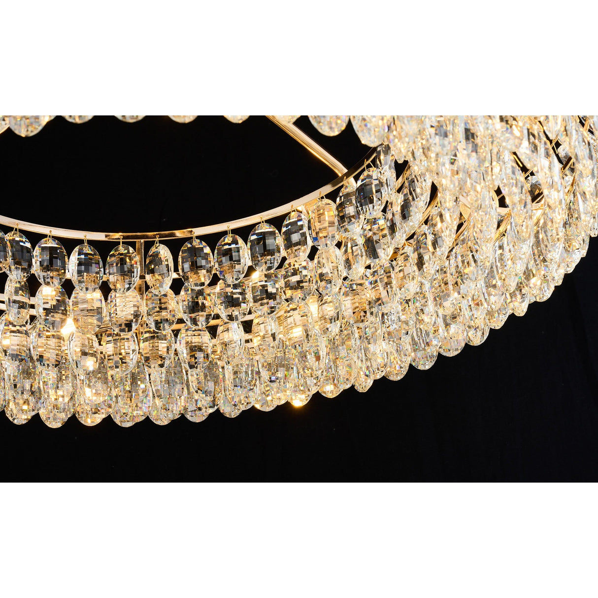 Coniston 18 Light Ring Crystal Semi-Flush Ceiling Light - French Gold