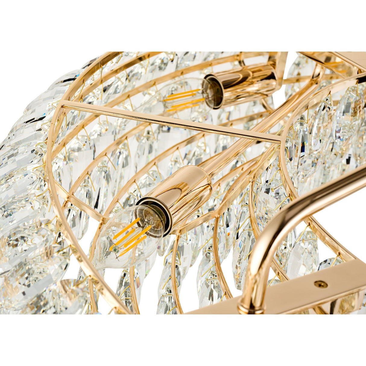 Coniston 18 Light Ring Crystal Semi-Flush Ceiling Light - French Gold