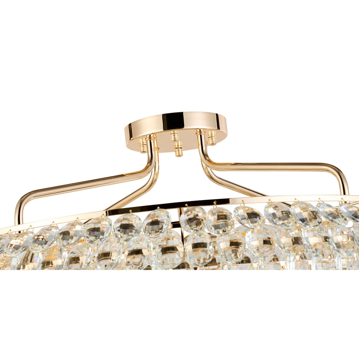Coniston 18 Light Ring Crystal Semi-Flush Ceiling Light - French Gold