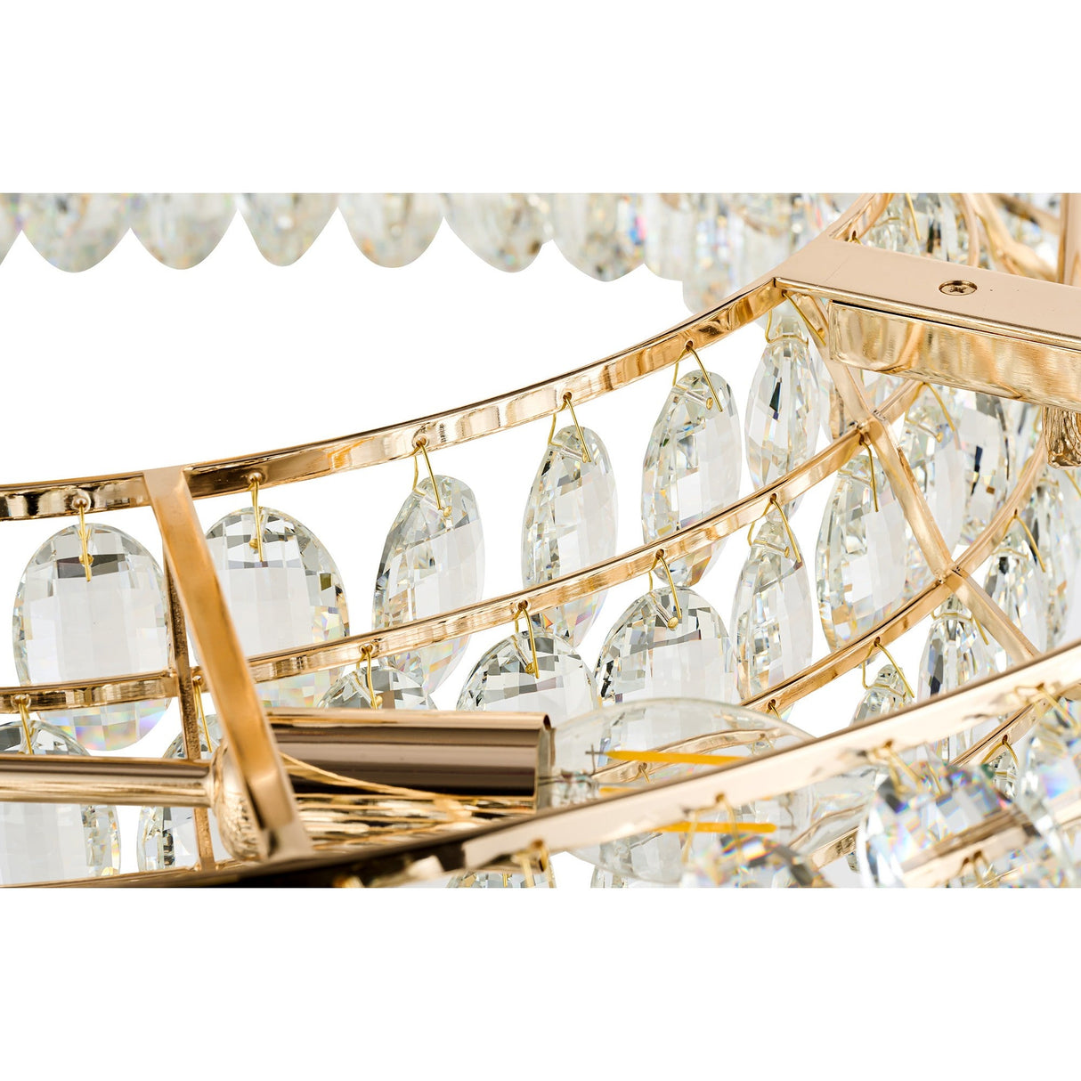 Coniston 18 Light Ring Crystal Semi-Flush Ceiling Light - French Gold