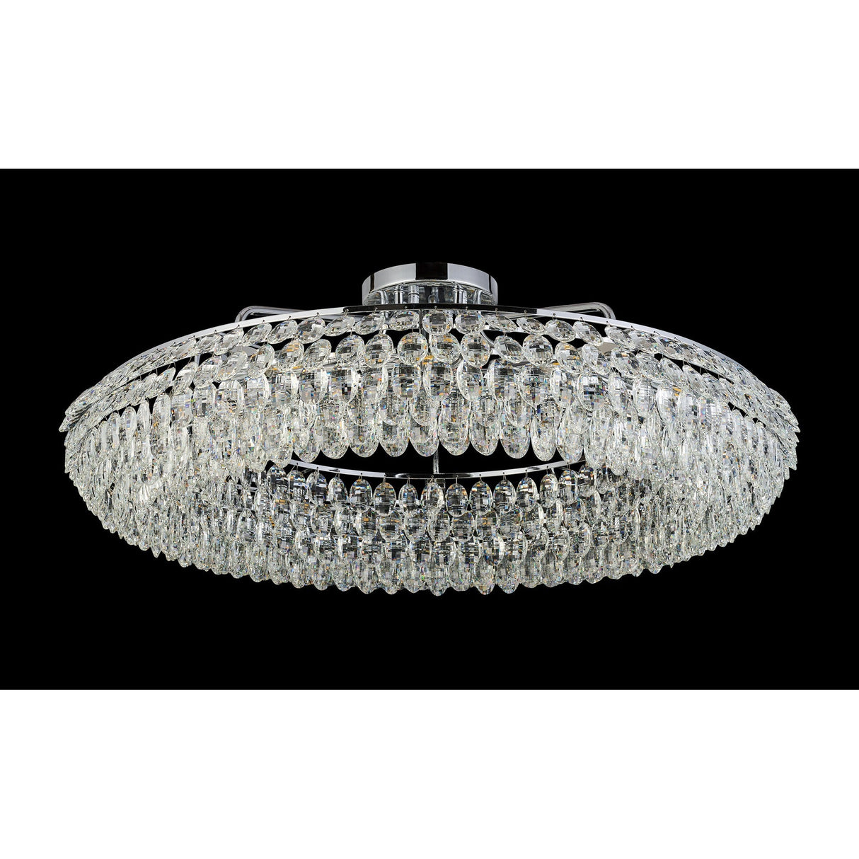 Coniston 4 Light Ring Crystal Semi-Flush Ceiling Light - Polished Chrome
