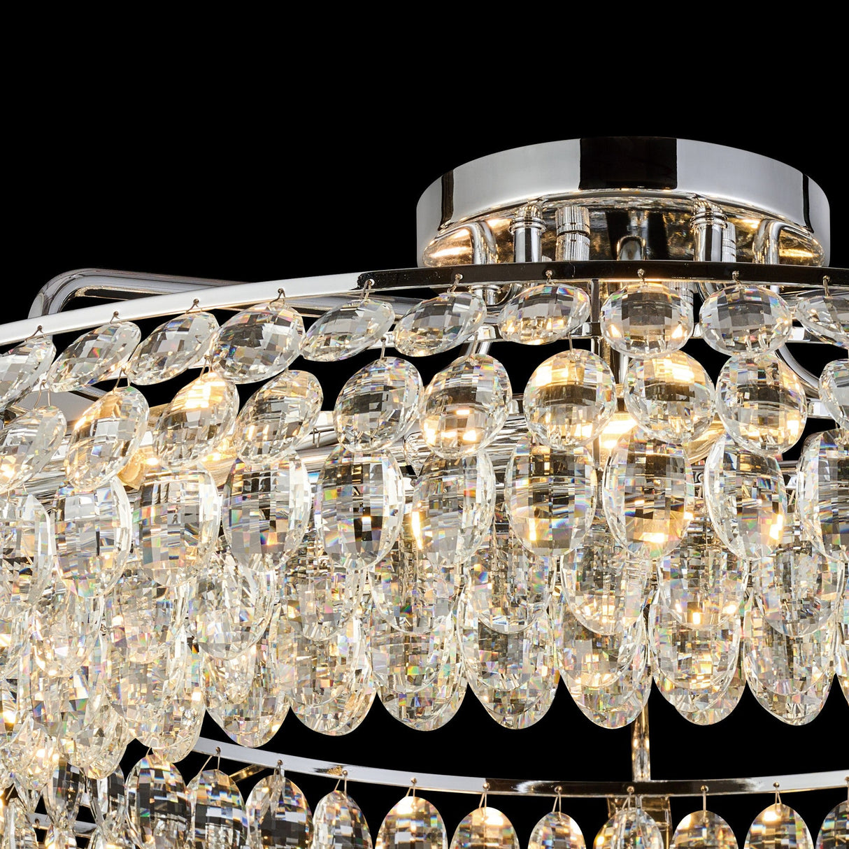 Coniston 4 Light Ring Crystal Semi-Flush Ceiling Light - Polished Chrome