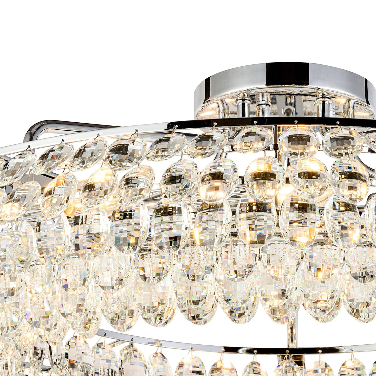 Coniston 4 Light Ring Crystal Semi-Flush Ceiling Light - Polished Chrome