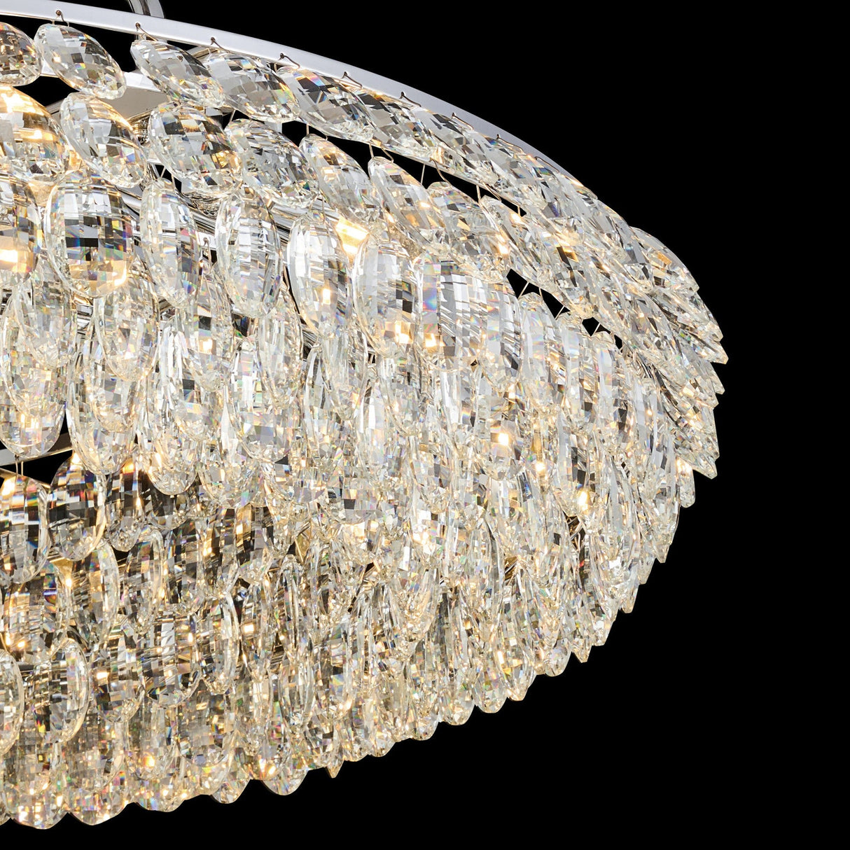 Coniston 4 Light Ring Crystal Semi-Flush Ceiling Light - Polished Chrome