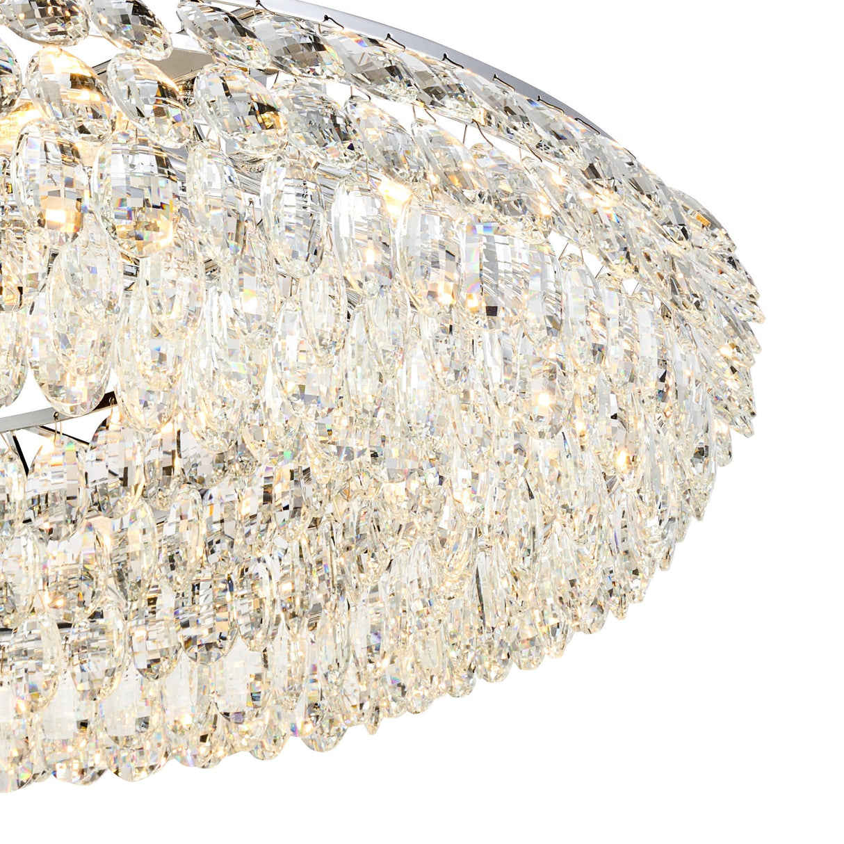 Coniston 4 Light Ring Crystal Semi-Flush Ceiling Light - Polished Chrome