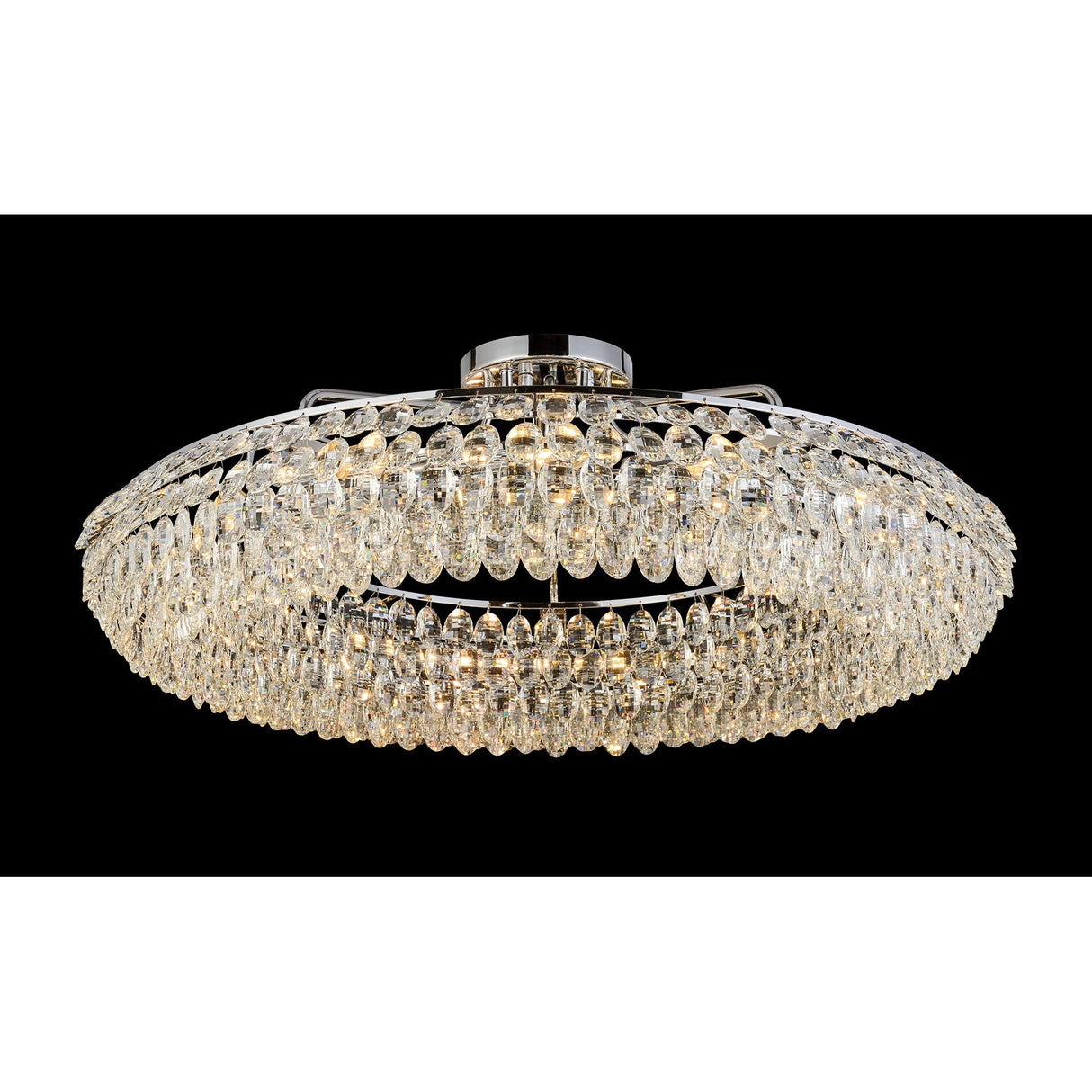 Coniston 4 Light Ring Crystal Semi-Flush Ceiling Light - Polished Chrome
