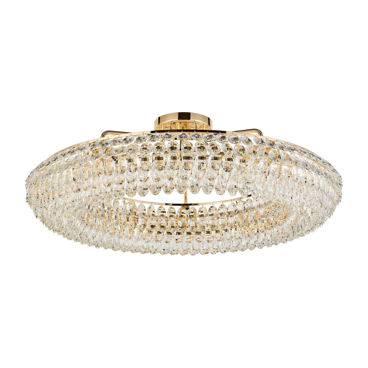 Coniston 4 Light Ring Crystal Semi-Flush Ceiling Light - French Gold