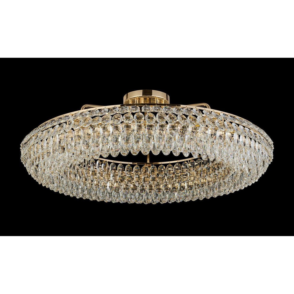 Coniston 4 Light Ring Crystal Semi-Flush Ceiling Light - French Gold