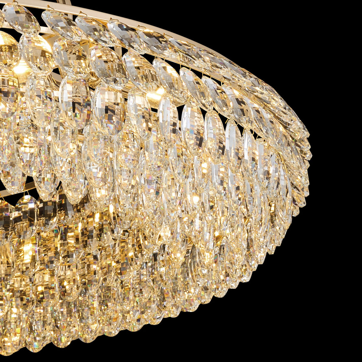 Coniston 4 Light Ring Crystal Semi-Flush Ceiling Light - French Gold