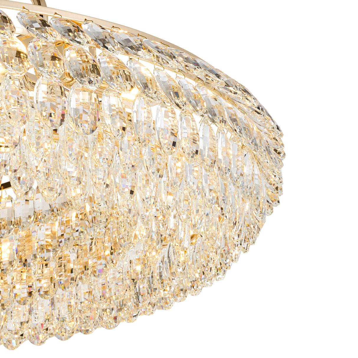 Coniston 4 Light Ring Crystal Semi-Flush Ceiling Light - French Gold