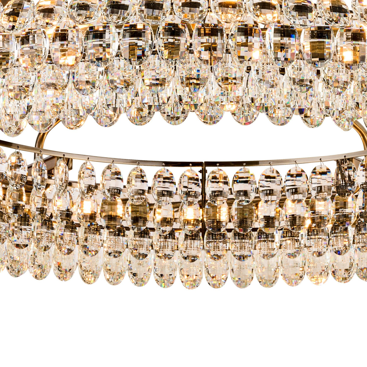 Coniston 6 Light Ring Crystal Semi-Flush Ceiling Light - Antique Brass