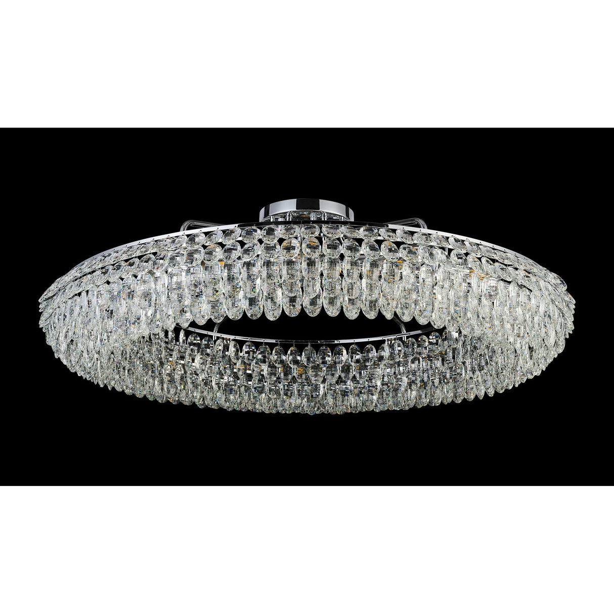 Coniston 18 Light Ring Crystal Semi-Flush Ceiling Light - Polished Chrome