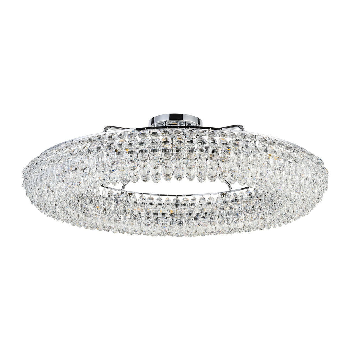 Coniston 18 Light Ring Crystal Semi-Flush Ceiling Light - Polished Chrome