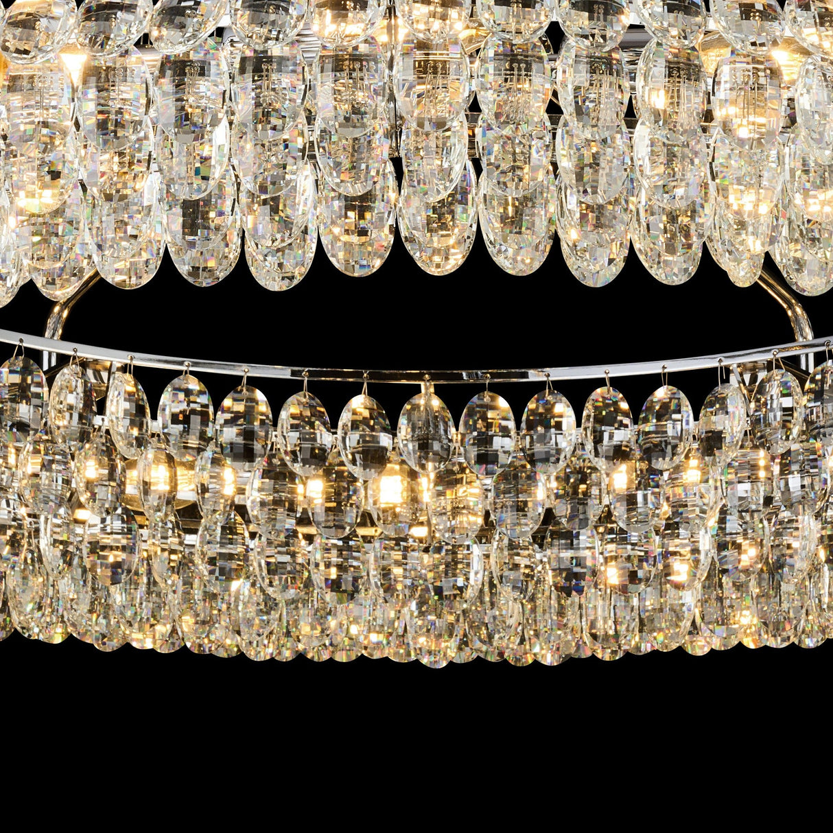 Coniston 18 Light Ring Crystal Semi-Flush Ceiling Light - Polished Chrome