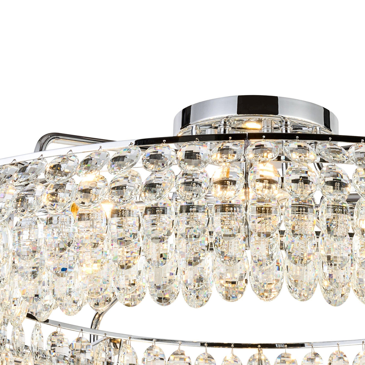 Coniston 18 Light Ring Crystal Semi-Flush Ceiling Light - Polished Chrome
