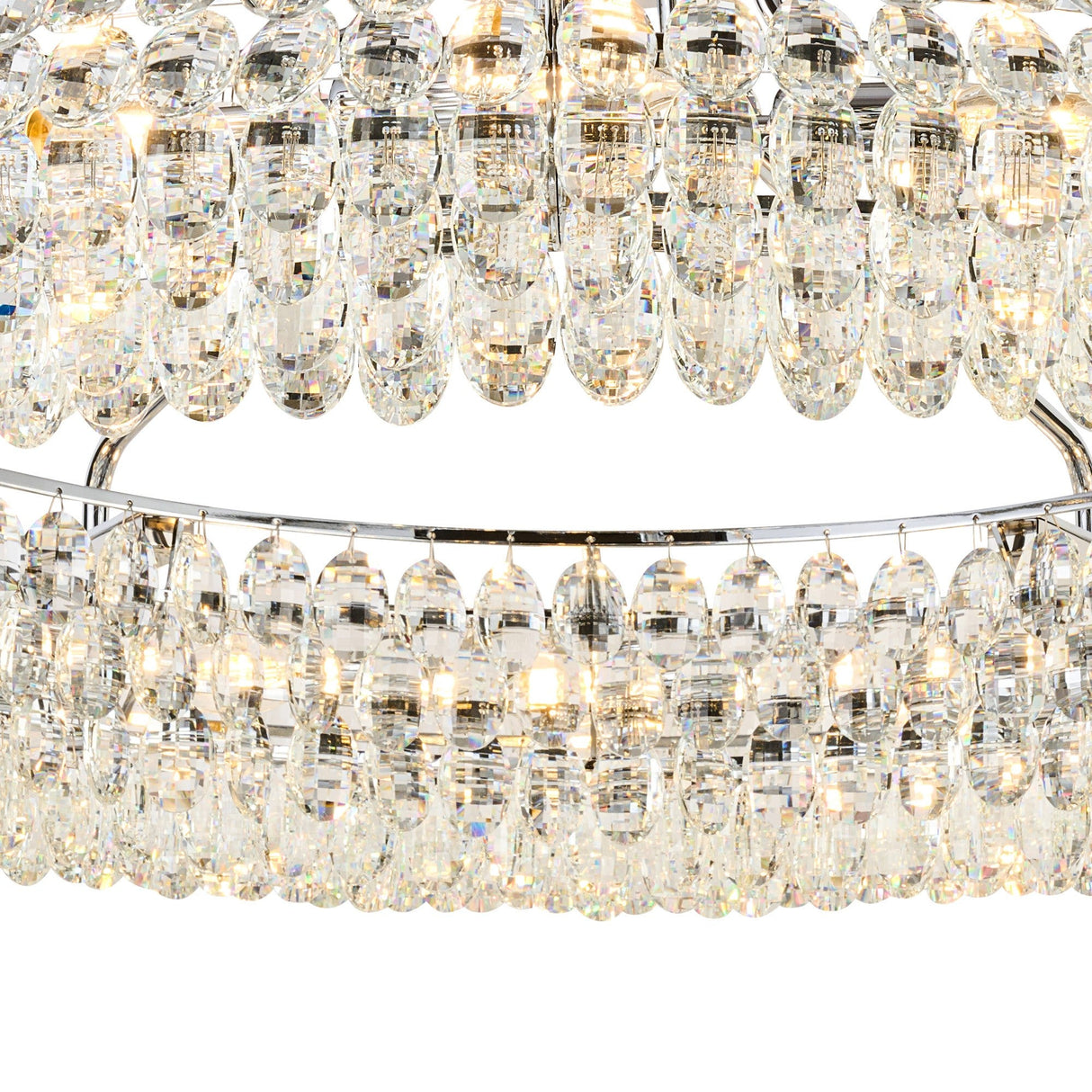 Coniston 18 Light Ring Crystal Semi-Flush Ceiling Light - Polished Chrome