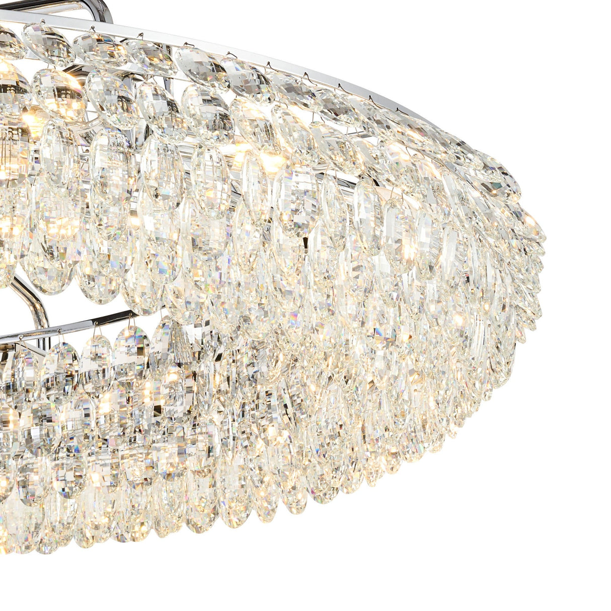 Coniston 18 Light Ring Crystal Semi-Flush Ceiling Light - Polished Chrome