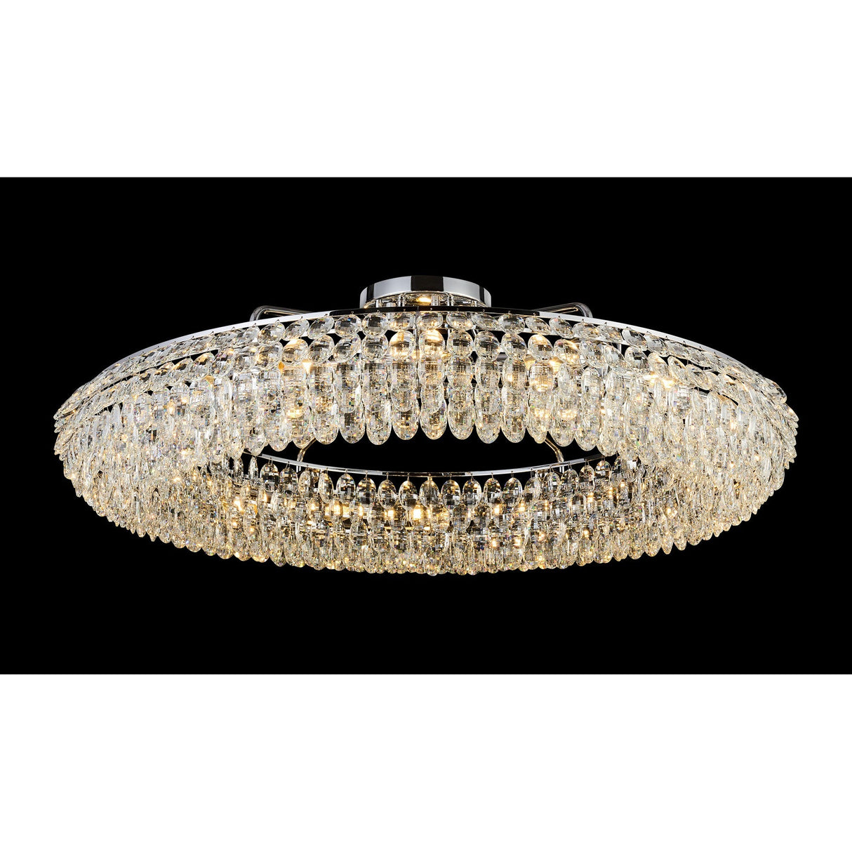 Coniston 18 Light Ring Crystal Semi-Flush Ceiling Light - Polished Chrome