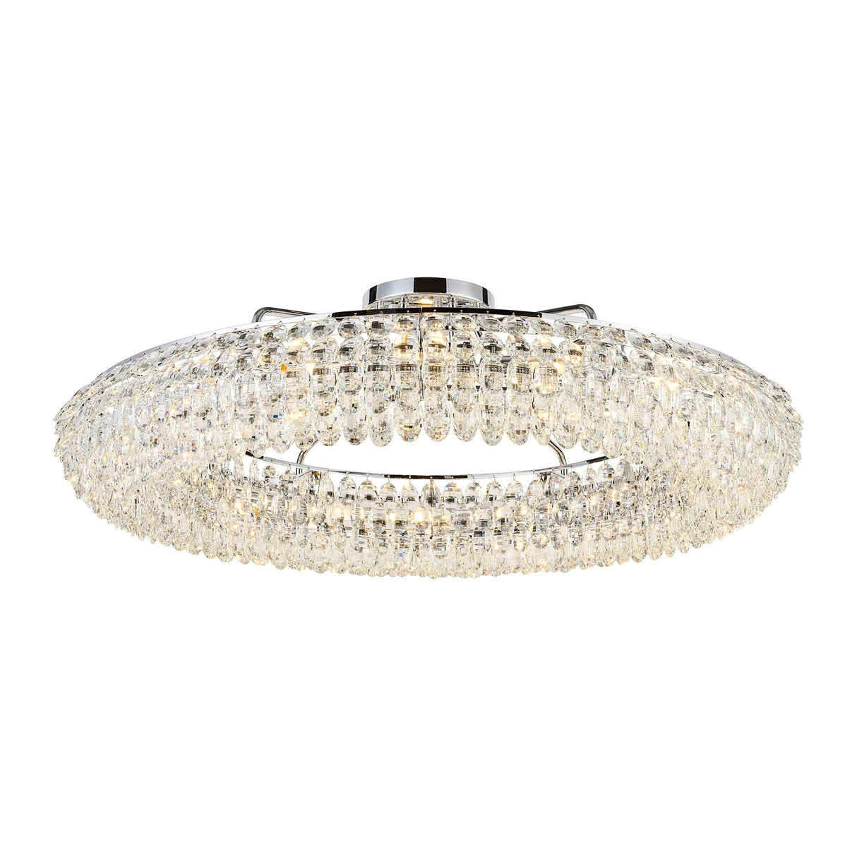 Coniston 18 Light Ring Crystal Semi-Flush Ceiling Light - Polished Chrome